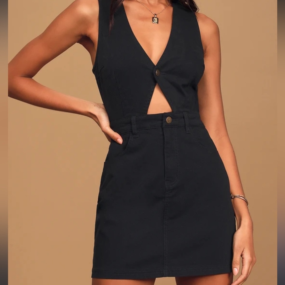 MINKPINK Minxy Black Denim Cutout Mini Dress